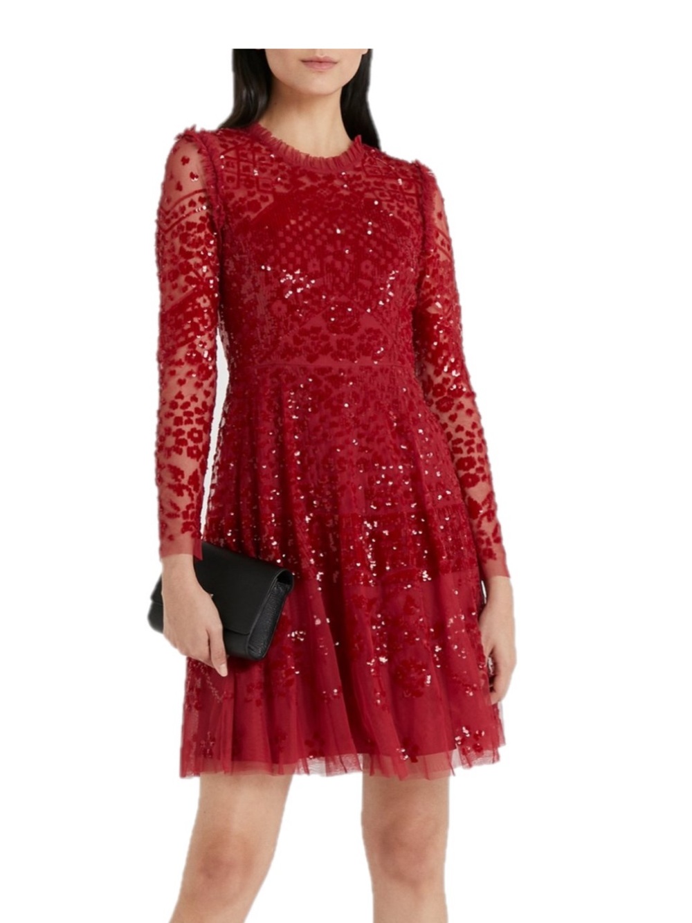 Needle and Thread Aurora Mini Dress - Cherry Red - Picture 2 of 8
